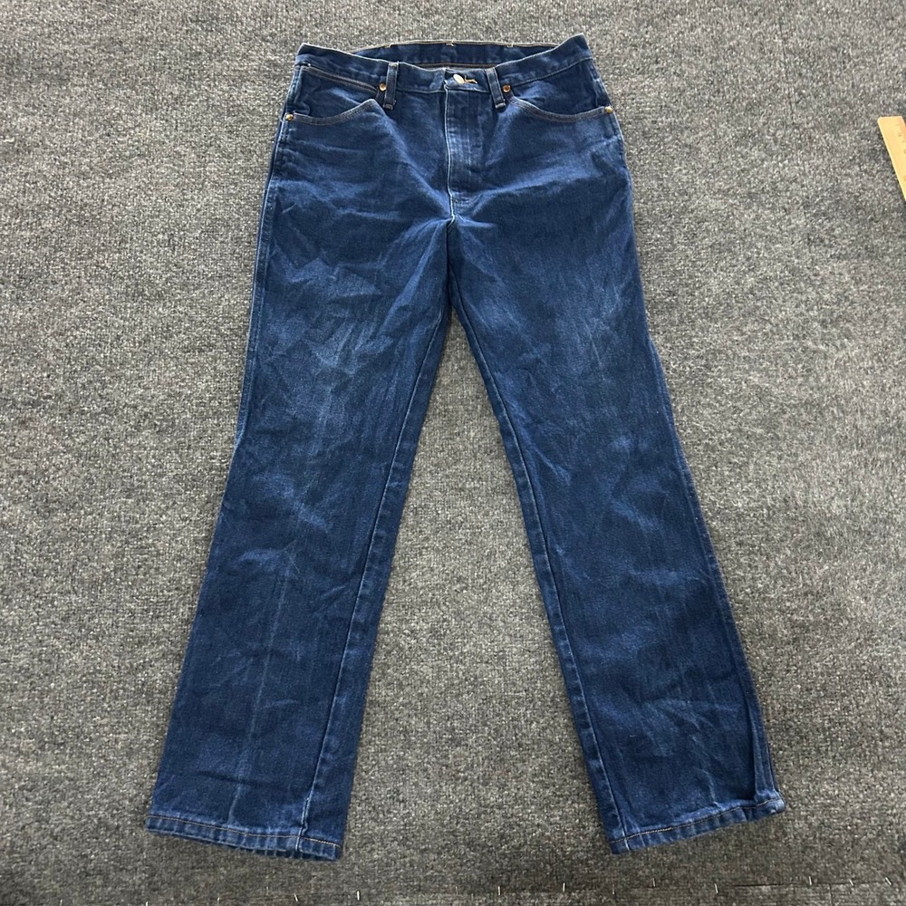 Wrangler Jeans Mens Size 33x31 Blue Cowboy Cut Slim Fit Dark Wash Denim Western